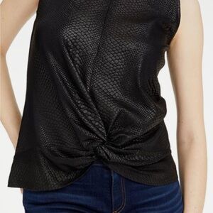 INC International Concepts Black Sleeveless Twist Front Tank Top NWT